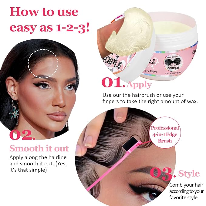 8.25 OZ Edge Control Wax for Women Strong Hold Non-greasy Edge Smoother - Image 6