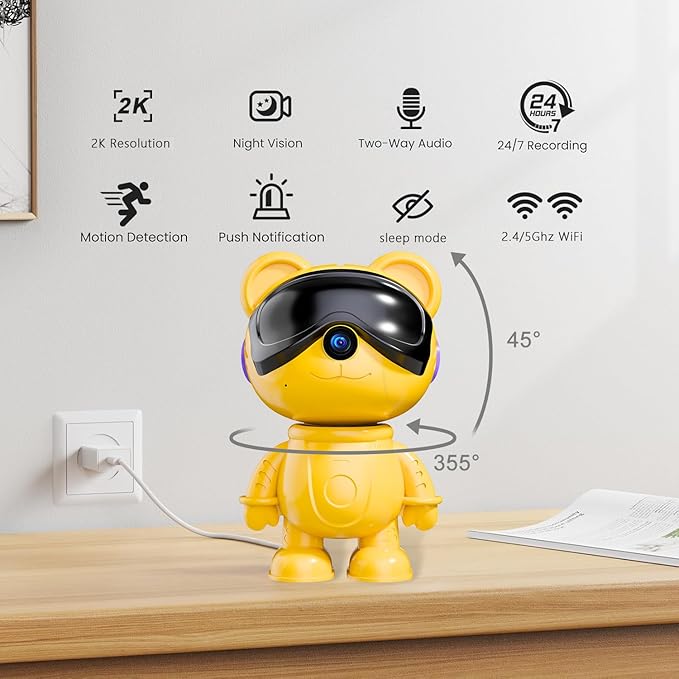 dzcctvipc-Cute Bear-2K Smart-Robot Security-Camera Wireless - Image 5