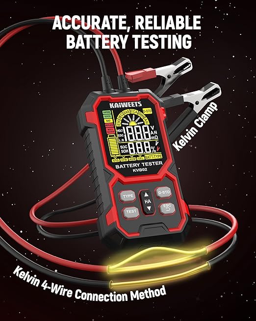 KAIWEETS Car Battery Tester, 12V/24V Automotive Battery Diagnostic Tool - Image 4
