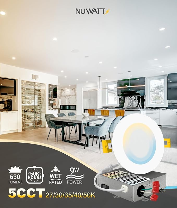 NUWATT 12 Pack, 4 Inch Ultra-Thin LED Recessed Lighting, 5CCT - Image 3