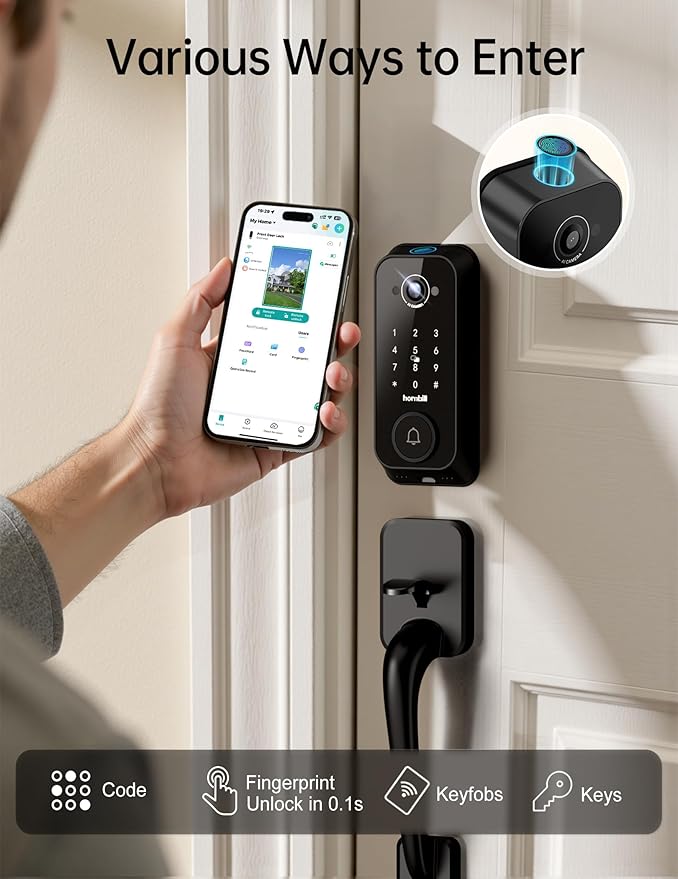 Video Smart Lock with Camera: 4-in-1 Ring+2K Camera+Doorbell+Fingerprint - Image 3