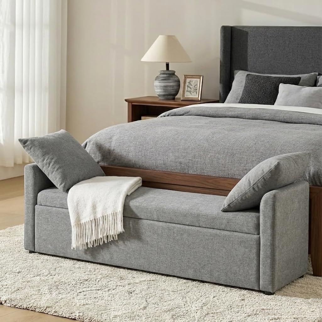 hulala home 59" storage bench with 2 throw, main product view