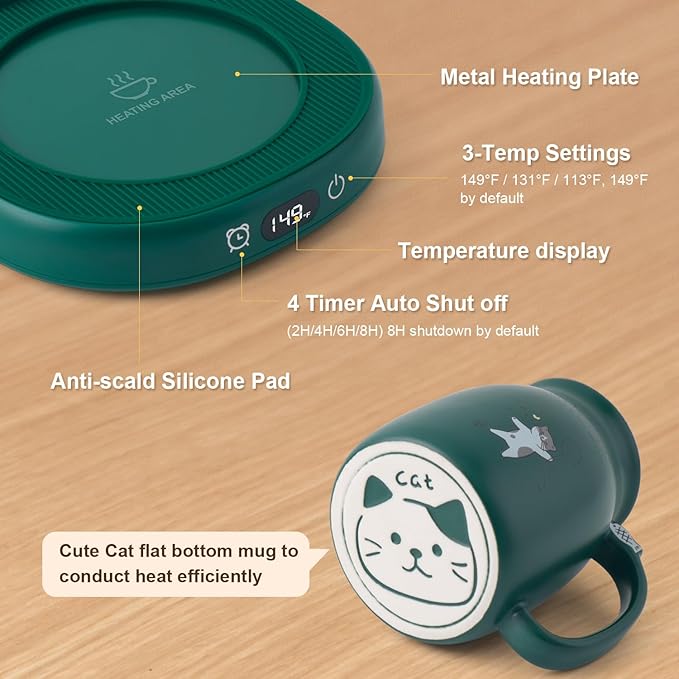 Bsigo Cute Cat Mug Set & Electric Smart Mug Warmer - Image 5