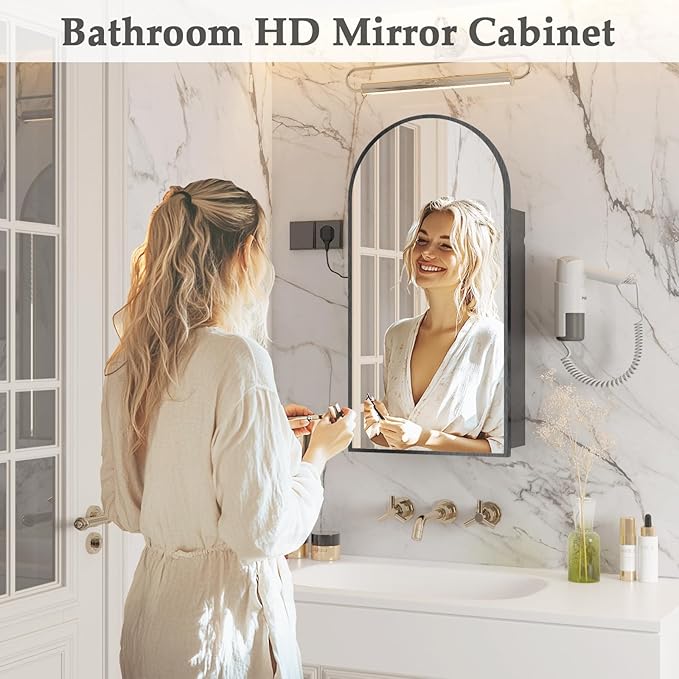 Arched Medicine Cabinet with Mirror, Bathroom Medicine Cabinet Wall Mounted - Image 8