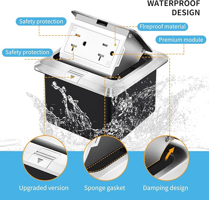 Vagueior Recessed Floor Electrical Outlet Kit, Waterproof Electrical Outlet - Image 3
