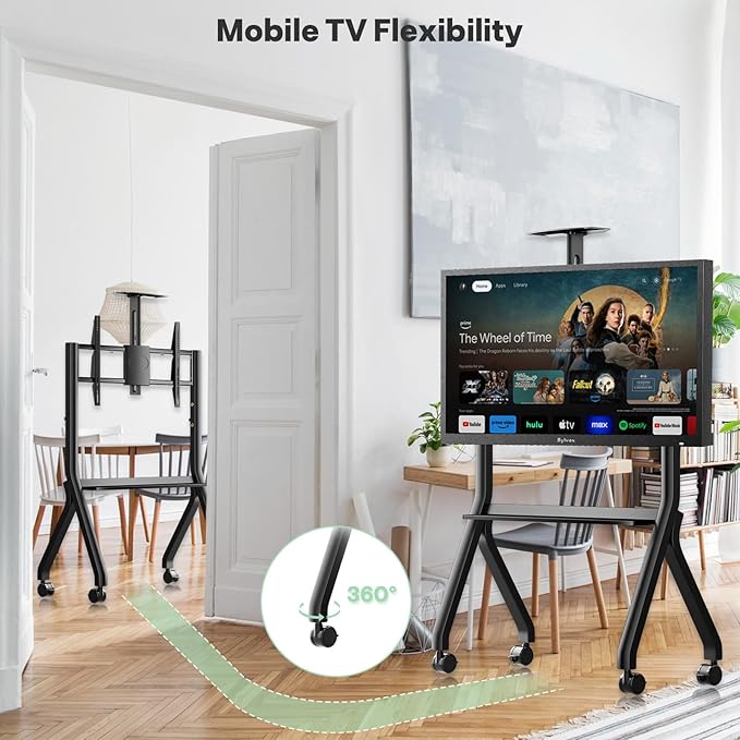 Sylvox Rolling TV Stand for 43-55 Inch Outdoor TVs, Mobile TV Cart Floor TV - Image 5
