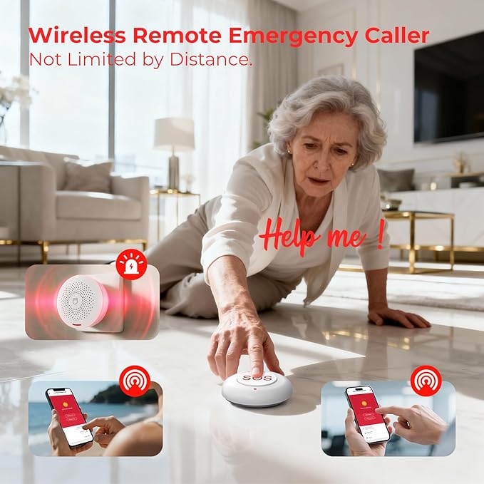 Hapippofa Caregiver Pager Elderly Alert Call Button Life Alert Systems - Image 2