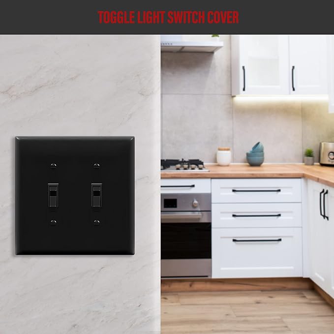 ENERLITES Double Light Wall, Toggle Switch Plate, 2-Gang Mid-Size 4.88" x 4.92" - Image 5