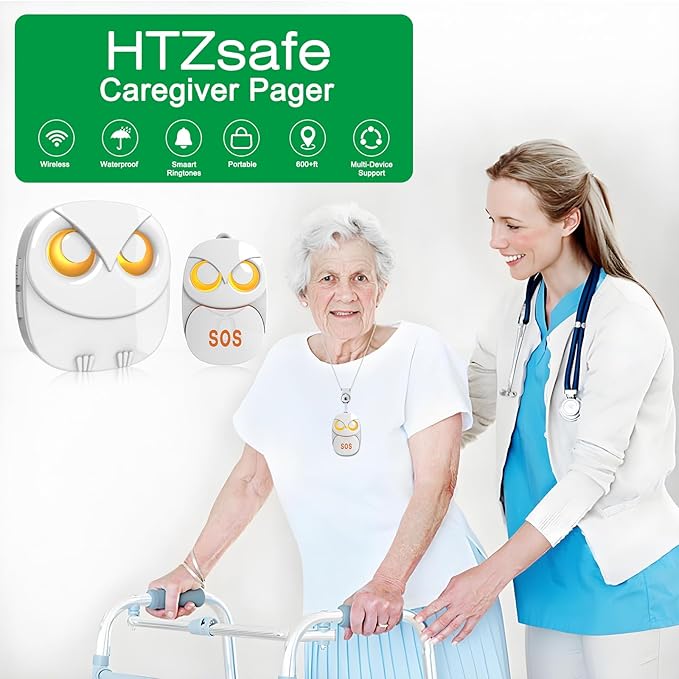 HTZSAFE Caregiver Pager Wireless Call Button 500+ Feet, SOS Alert Nurse Calling - Image 7