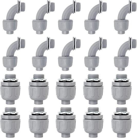 1/2 inch Liquid Tight Connector PVC Flexible Conduit Connector UL Listed Liquid by Wocloer