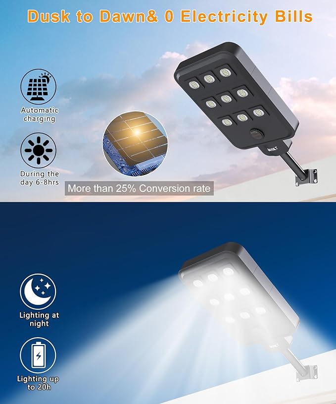 JAYNLT X-10000W Solar Street Lights Outdoor, Ultra-Large 6500K Commercial - Image 2