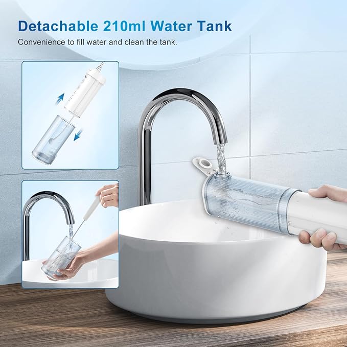 JNGOODS Mini Cordless Portable Water Flosser Oral Irrigator Water Teeth Cleaner - Image 4