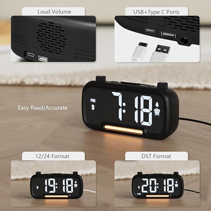 ROCAM Alarm Clock Radio with FM Radio, Sleep Timer, Auto Scan 20 Presets & - Image 6