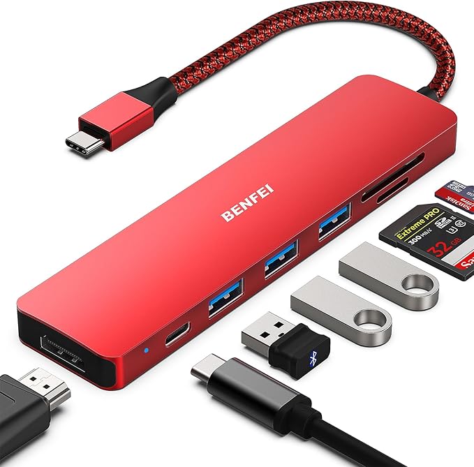 BENFEI USB C HUB 7-in-1, USB-C HUB Multiport Adapter by BENFEI