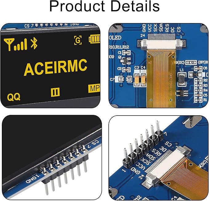 ACEIRMC 2.42 inch 128x64 OLED LCD Display Module SSD1309 7 Pin SPI/IIC I2C - Image 4