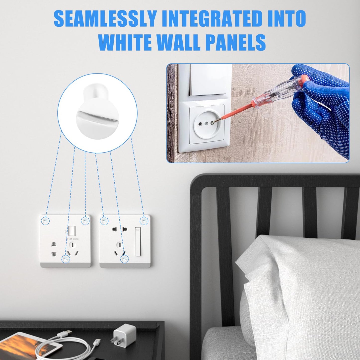 130 Pack White Outlet Screws 6-32 Thread, Wall Plate Screws for Electrical Cover Panel and Switch Plate, Includes Long Outlet Screws in 6 Sizes (3/8", 9/16", 3/4", 1", 1/2", 1-1/4") (White)