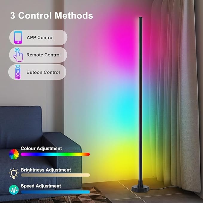 Bcmsda RGB LED Floor Lamp, RGB LED Corner Lamp - Image 2