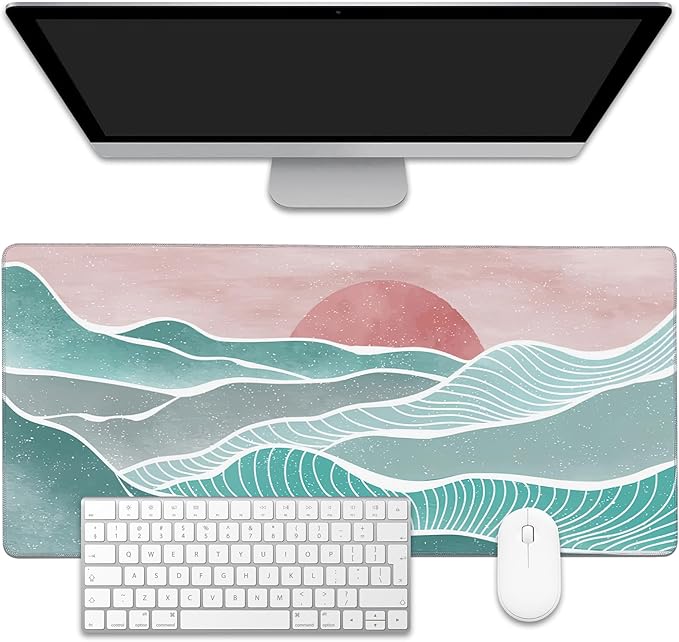 EOBKLAX Ocean Wave and Mountain Large Gaming Mouse Pad, Waterproof Desk Mat by EOBKLAX