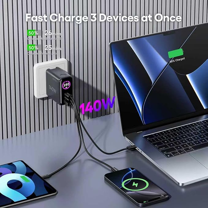 WOTOBEUS GaN Dual 140W USB C PD 3.1 Wall Charger - Image 4
