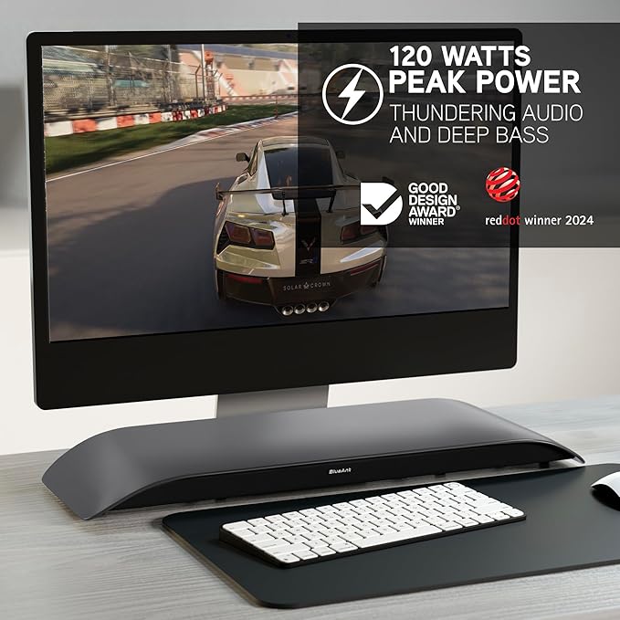 BlueAnt Soundblade Under-Monitor Soundbar, 120W 2.1 Channel Desktop Speaker - Image 2