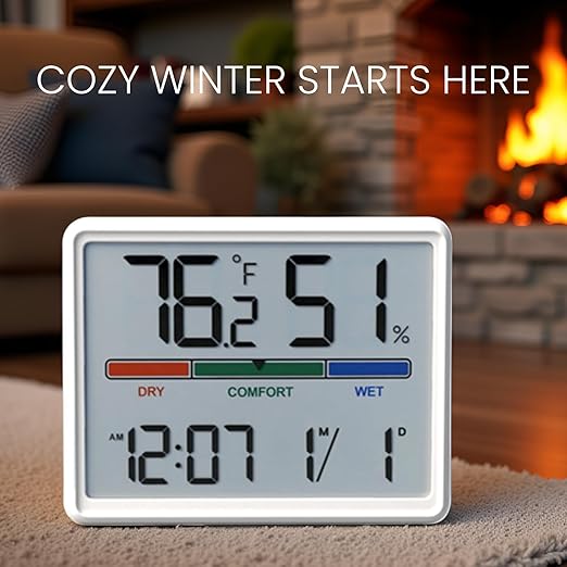 Luzsco Digital Hygrometer Indoor Thermometer, Clock - Image 4