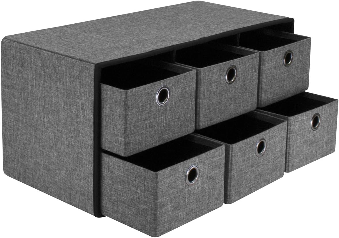 sorbus storage ottoman with drawers, collapsible bench, side view