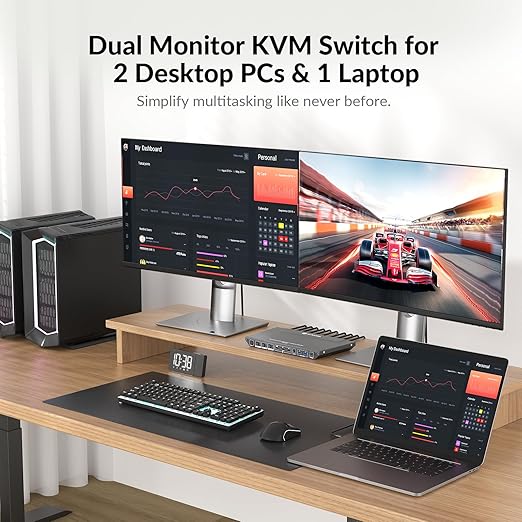 AV Access Docking Station KVM Switch 1 Laptop & 2 Desktop PCs, Dual 4K@60Hz - Image 3