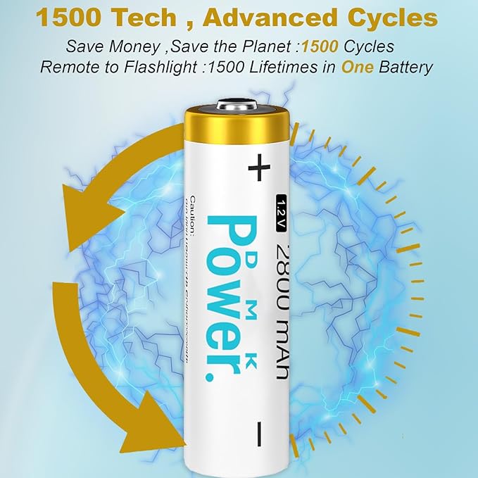 DMK POWER Rechargeable High Capacity Batteries 1.2V NiMH Low Self Discharge) - Image 5