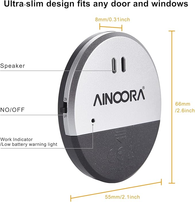 Window Alarm Sensors 4 Pack, Glass Break Sensor 130DB Loud Window Vibration - Image 3