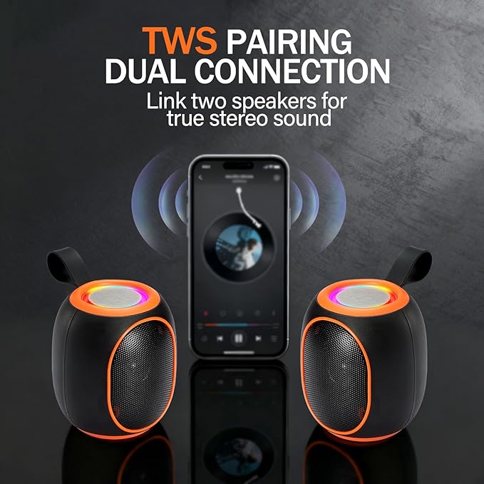 Portable Bluetooth Speaker – 8W HD audio quality, TWS stereo pairing, LED light - Image 3