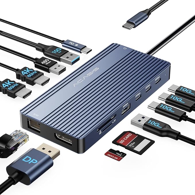 USB C Hub 14-1 USB C Docking Station Dual Monitor, by ACASIS