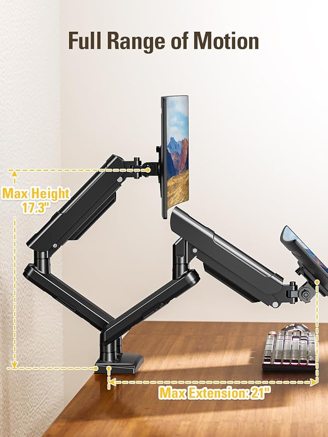 DreamAxis Dual Monitor Stand for 13-32 Inch Computer Screens, Dual Monitor Arms - Image 3
