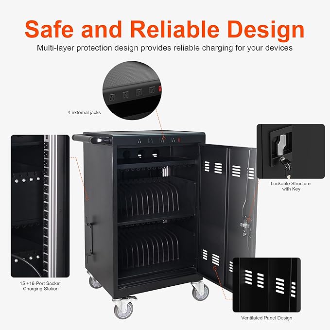 Aokleo Laptop Charging Cart, 35 Devices Tablet Storage Carts - Image 5