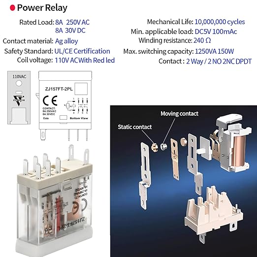 6 Pcs 8Amp Mini Relay Switch 110V 120V AC - Image 3