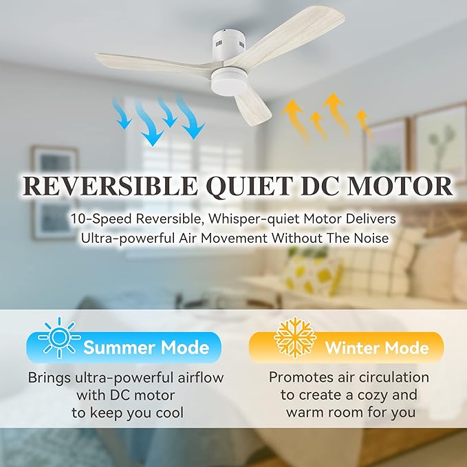 SMAAIR 52 Inch Flush Mount Smart Ceiling Fan - Image 5