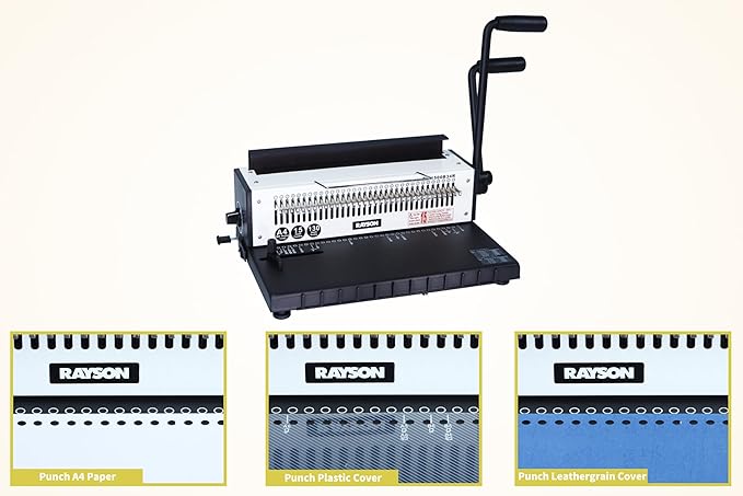 Rayson TD-1500B34R Binding Machine, Round Holes, 3:1 Pitch Wire-O Binder Punch - Image 4