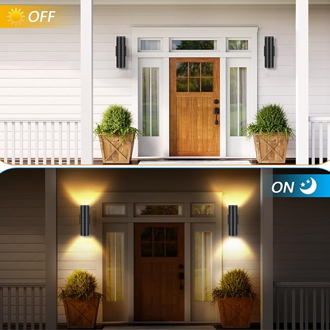 RIDALUX Outdoor Wall Sconce Porch Lights: 8 Pack Modern Aluminum Cylinder Up - Image 2