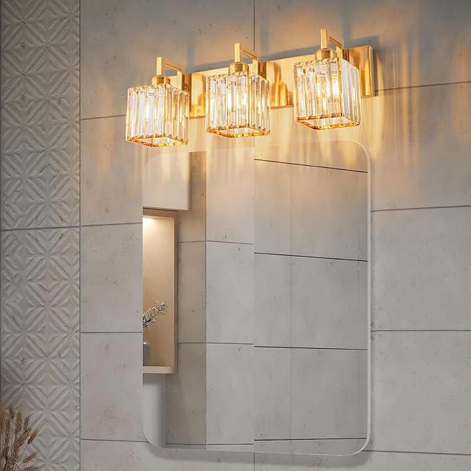 FDPBY Modern Bathroom Vanity Light 3-Lights Gold Crystal Wall Lamp Bathroom - Image 2