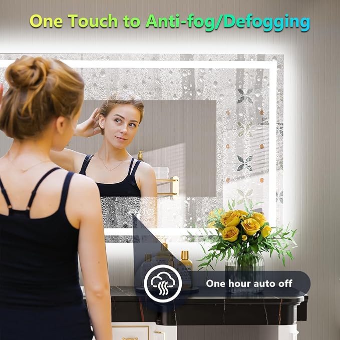 YEELAIT 57x36 Inch RGB LED Bathroom Mirror Front Light and RGB Backlit Lighted - Image 5