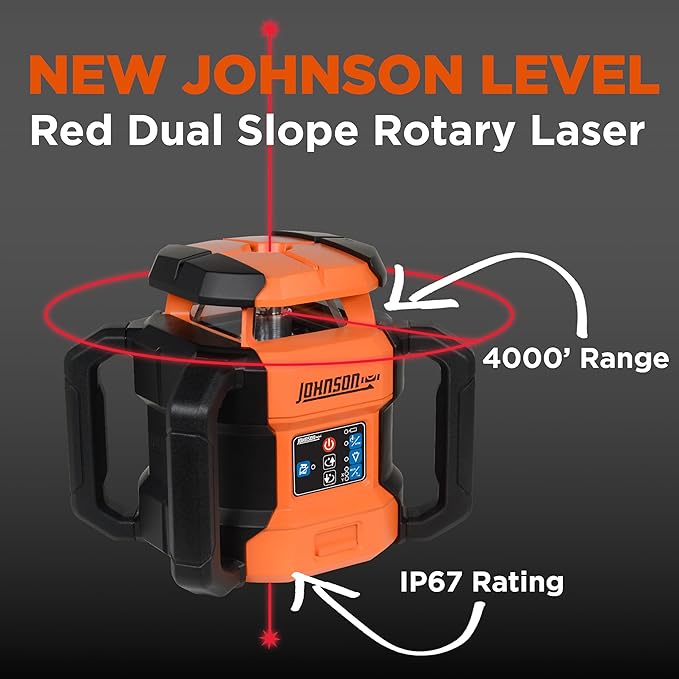 Johnson Level & Tool JRT300-RDHV-S Self-Leveling Red Dual Slope Rotary Laser - Image 2