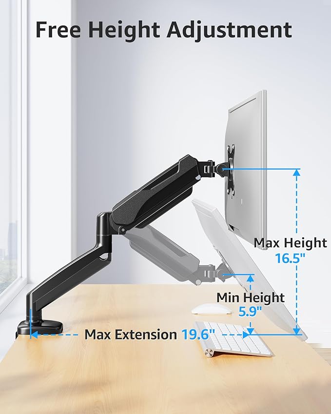 MOUNTUP Single Monitor Desk Mount Holds Screen up to 32 inch, Height Adjustable - Image 8