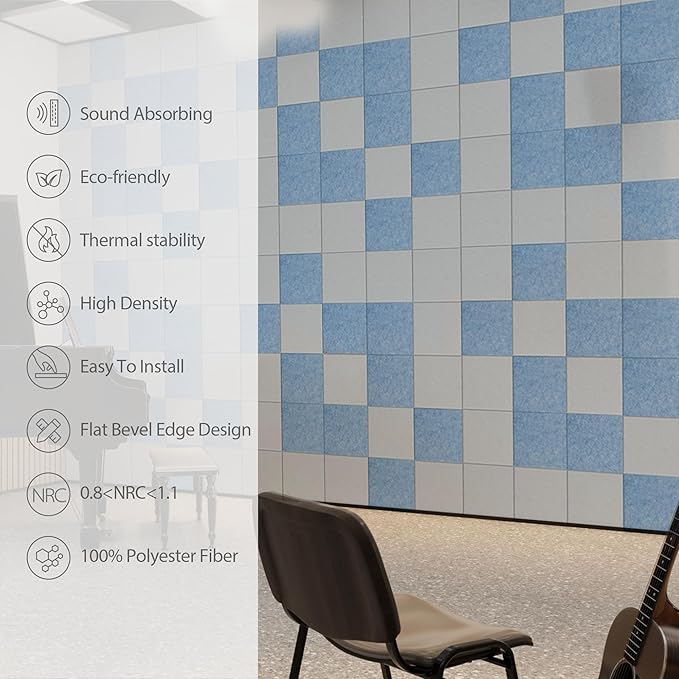 Amantech 12 Pack Acoustic Panels Self Adhesive Sound Proof Foam, High Density - Image 5