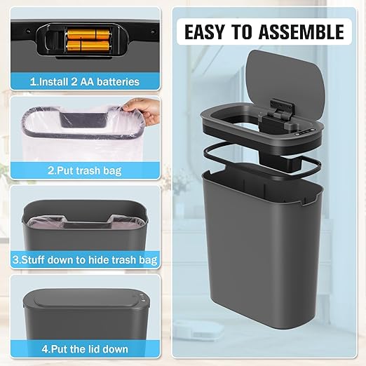 Cesun 5 Gallon Automatic Bathroom Trash Can, Touchless Motion Sensor Garbage Can - Image 6