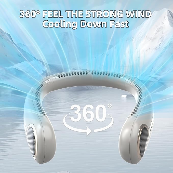 Kinhowly Portable Neck Fan, Hands Free Personal Wearable Bladeless Fan - Image 2