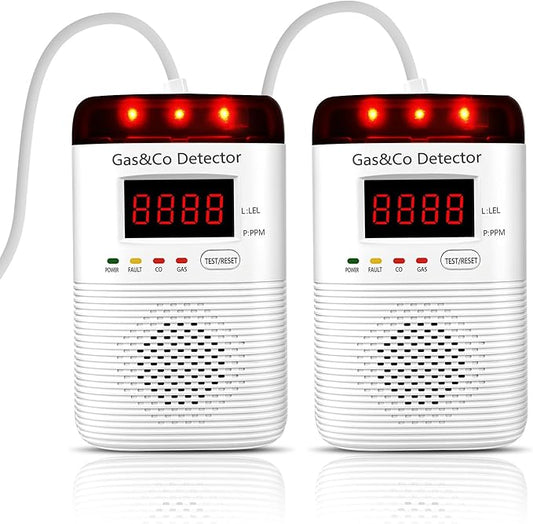 2 Packs Combination Gas & Carbon Monoxide Detectors Plug in, Portable CO by DOUSHIQIAN