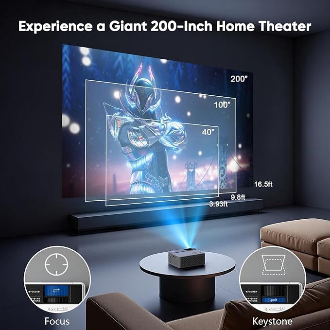 TMY 1080P Full HD Portable Mini Projector, Upgraded Bluetooth Movie Projector - Image 7