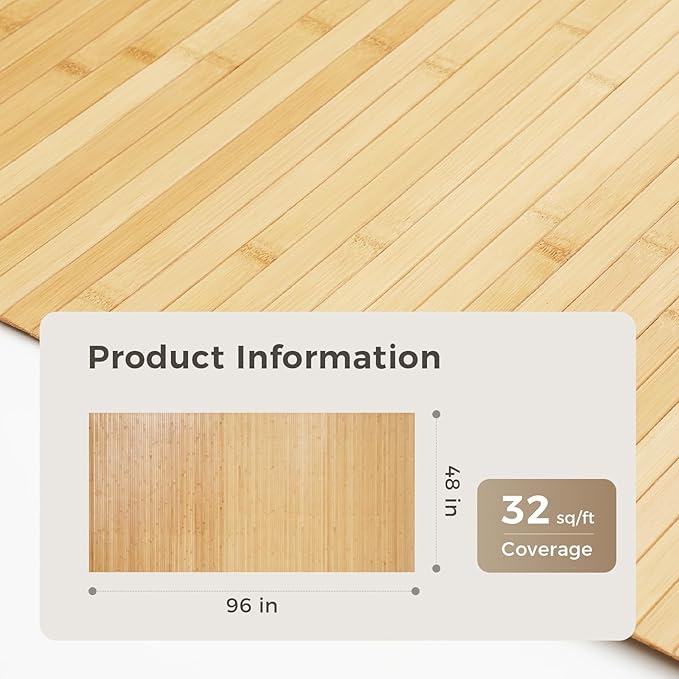 OUZUGIE 1 Pack 96x48 Inch Natural Bamboo Wall Panel – Carbonized Pole Wrap - Image 2