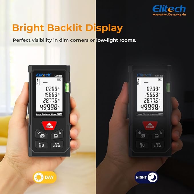 Elitech Laser Measure 165ft, Digital Laser Tape Measure - Image 9