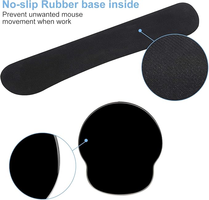 Mouse Pad Keyboard Wrist Rest, Gel Non Slip Rubber Wrist Support Rest Mouse Pad - Image 6