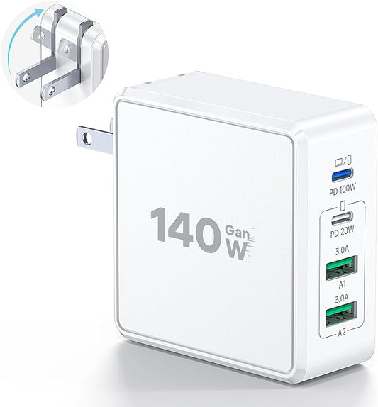 140W USB C Mac Book Pro Charger, 4-Port Type C 20W Fast Charger Block by Dulums
